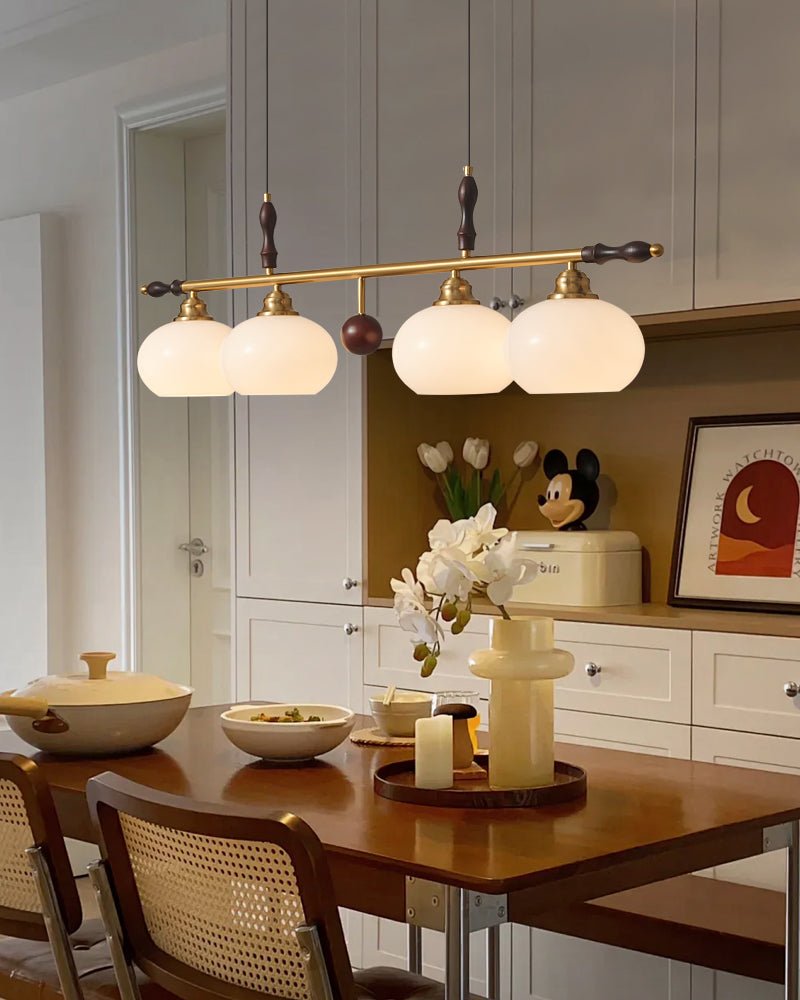 Runell Premium Elegance Traditional Wood Glass Pendant Lamp-Neutral Decor