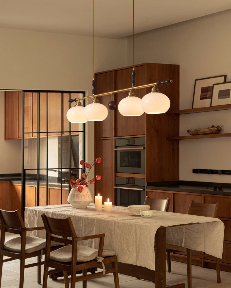 Runell Premium Elegance Traditional Wood Glass Pendant Lamp-Neutral Decor