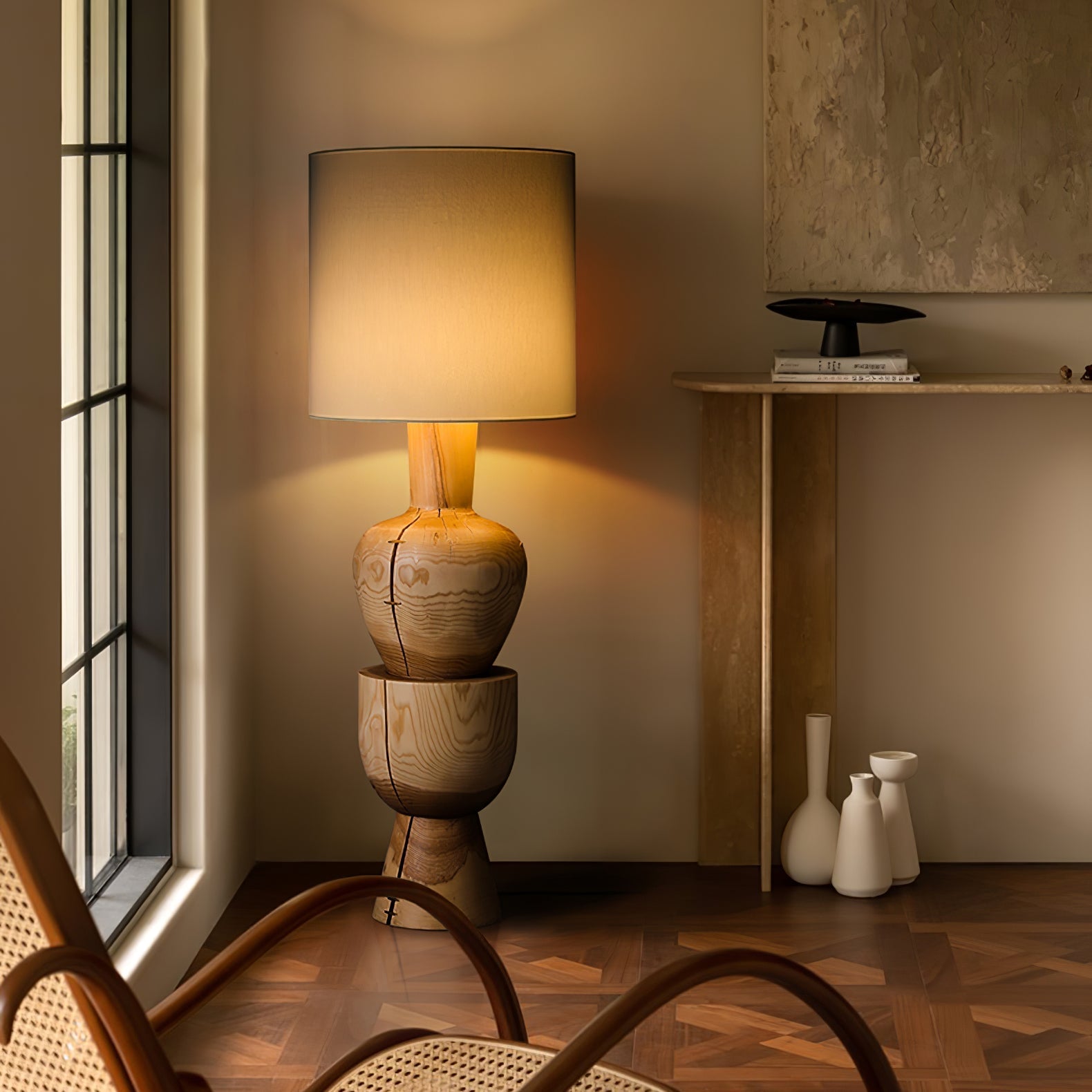 Flynis Wooden Table Lamp-Neutral Decor