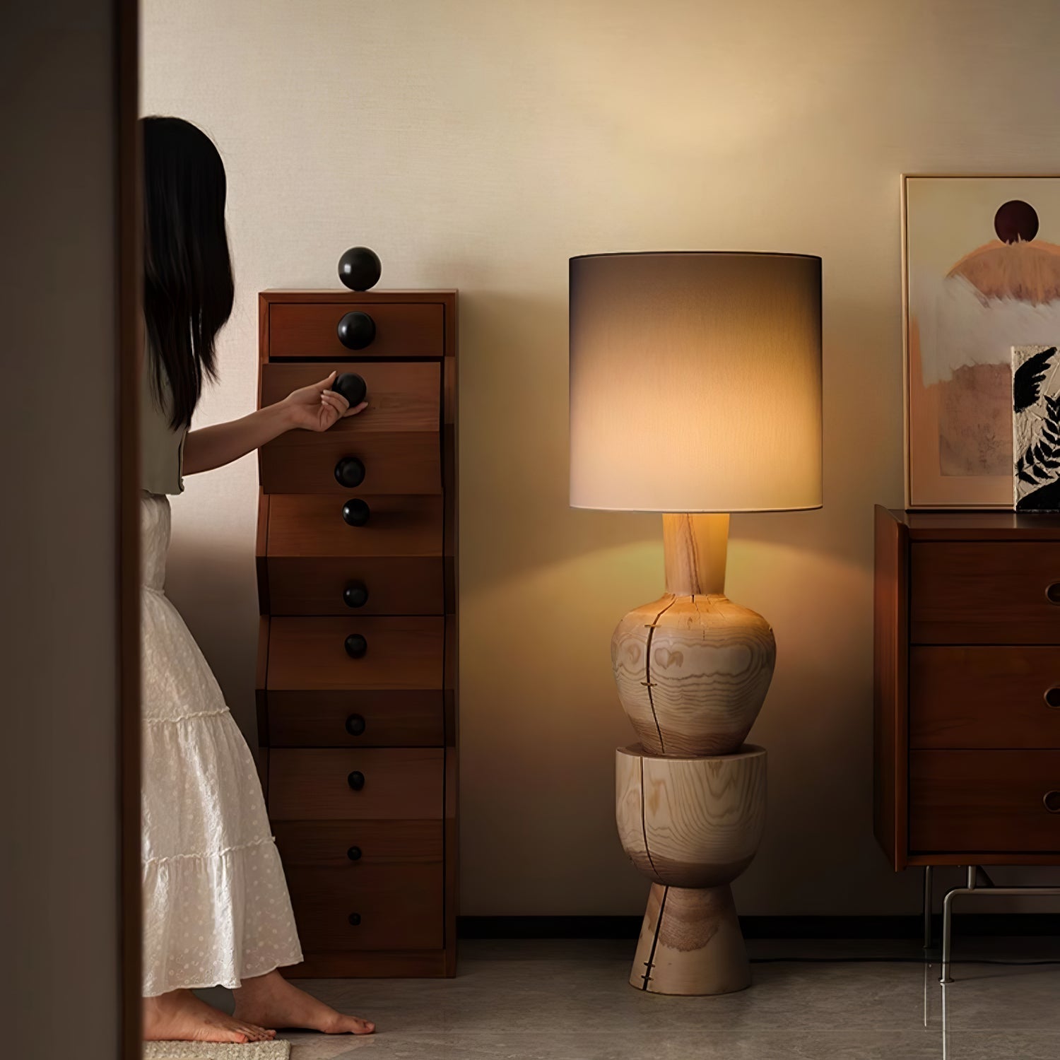 Flynis Wooden Table Lamp-Neutral Decor