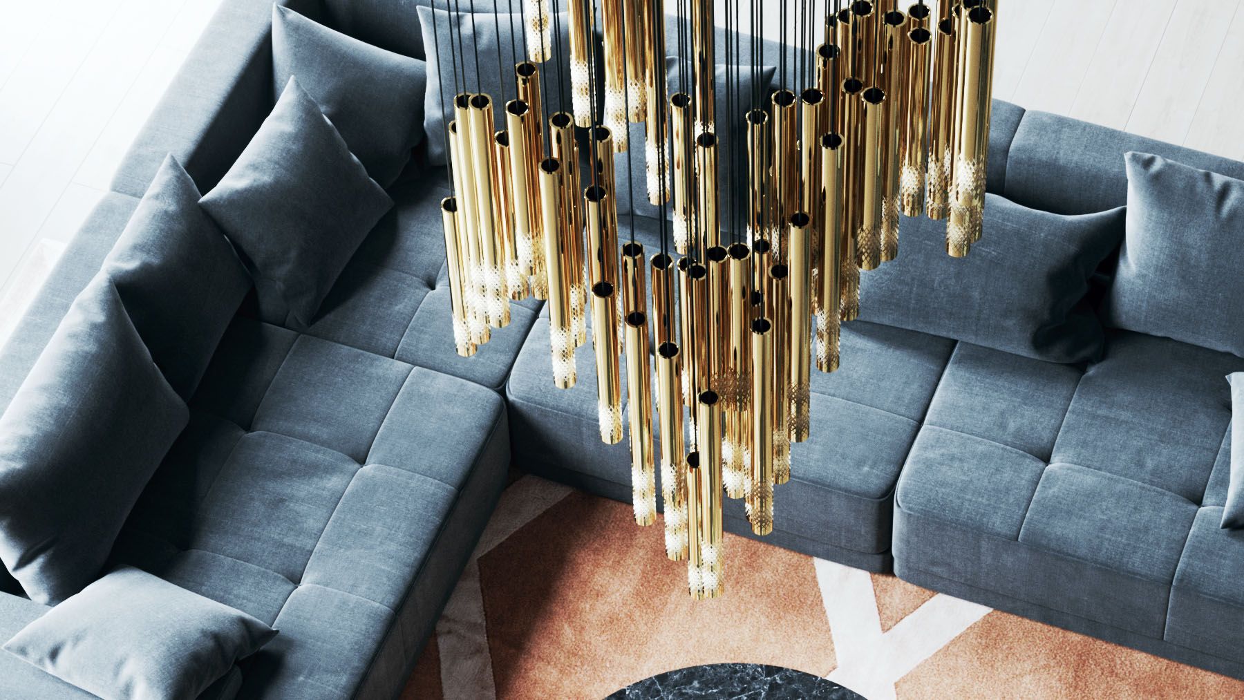 Ovynira Gold Rod Chandelier-Neutral Decor