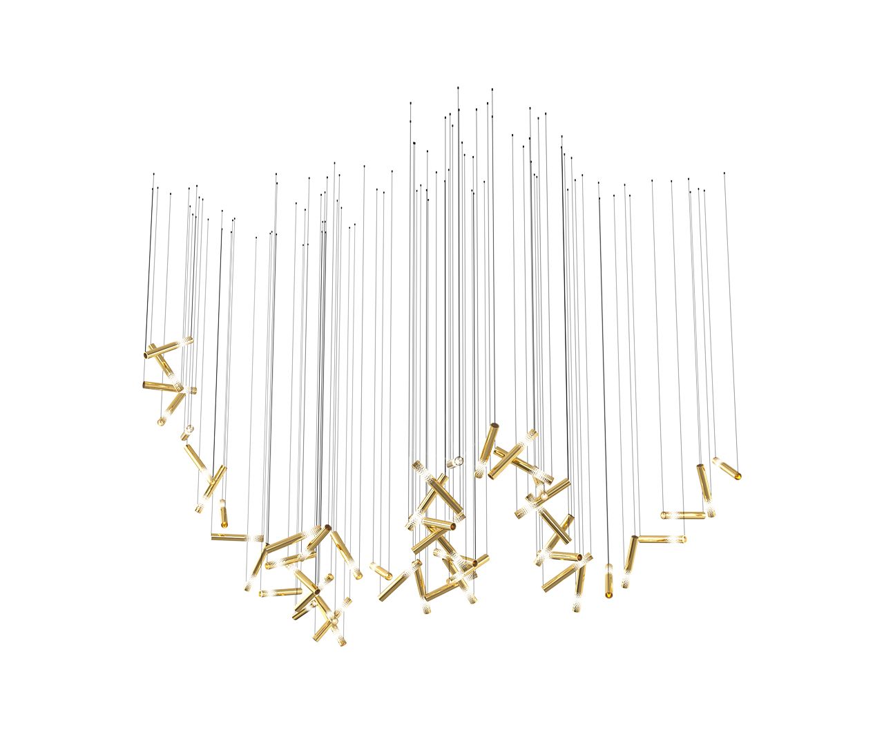 Ovynira Gold Rod Chandelier-Neutral Decor