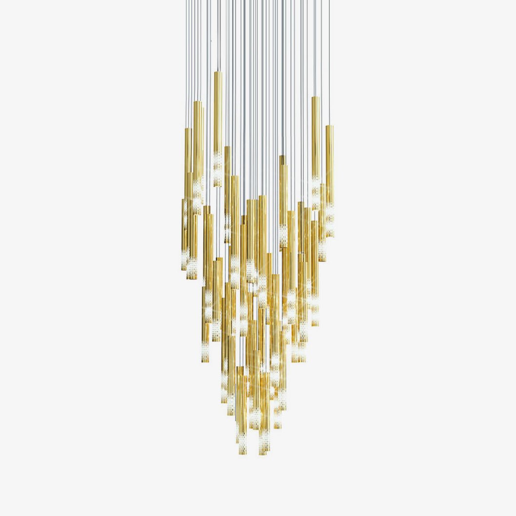 Ovynira Gold Rod Chandelier-Neutral Decor