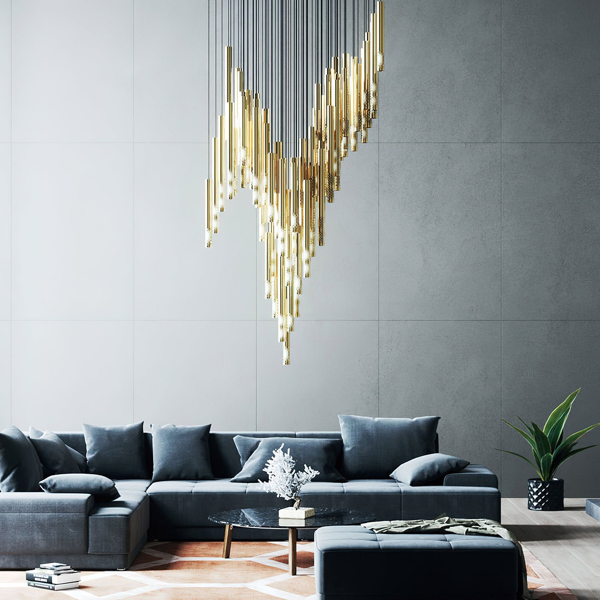 Ovynira Gold Rod Chandelier-Neutral Decor