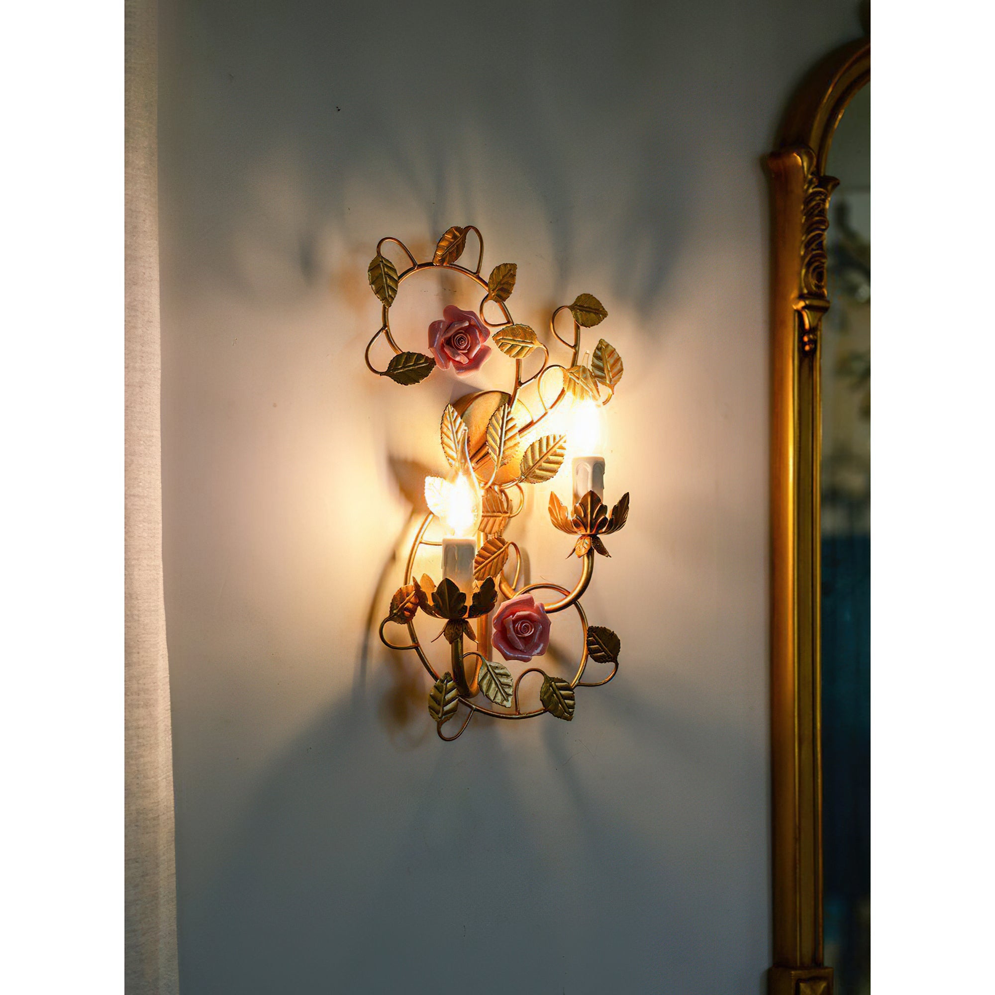 Dimensional graphic of the Symphony Rose Basket Sconce.