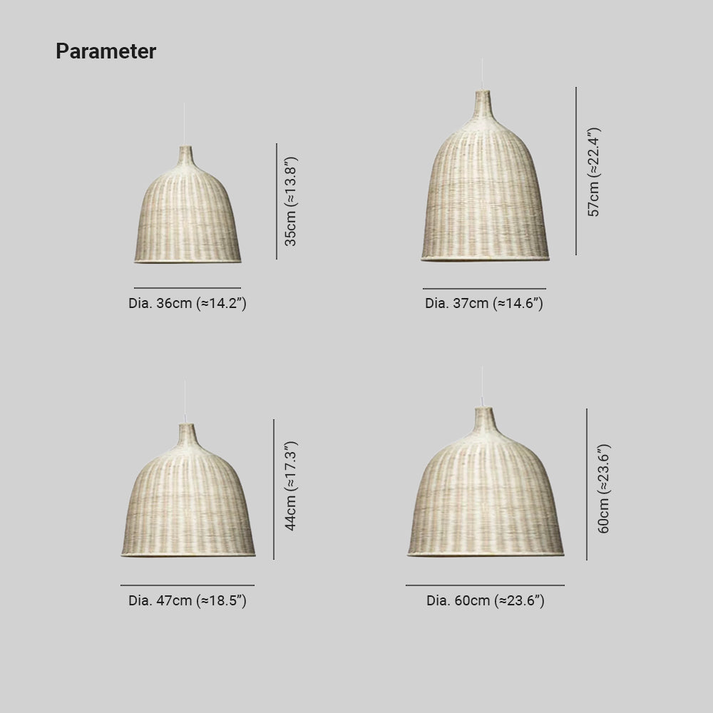 Muto Modern Rattan Pendant Light Over Dining Table/Bedroom - Neutral Decor