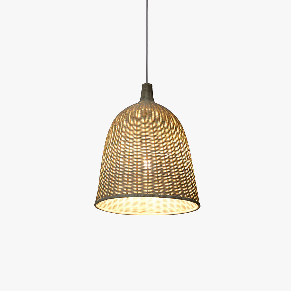 Muto Modern Rattan Pendant Light Over Dining Table/Bedroom - Neutral Decor