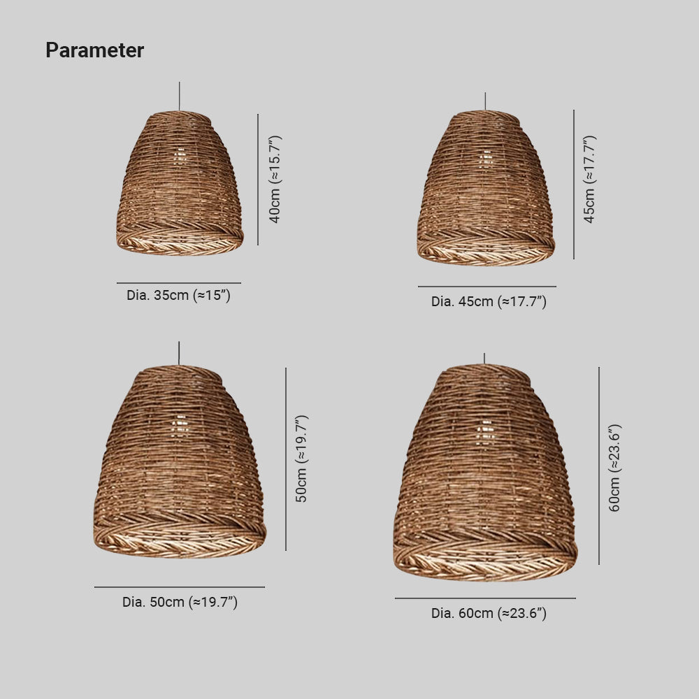 Muto Vintage Rustic LED Pendant Light Rattan Living Room Bedroom - Neutral Decor