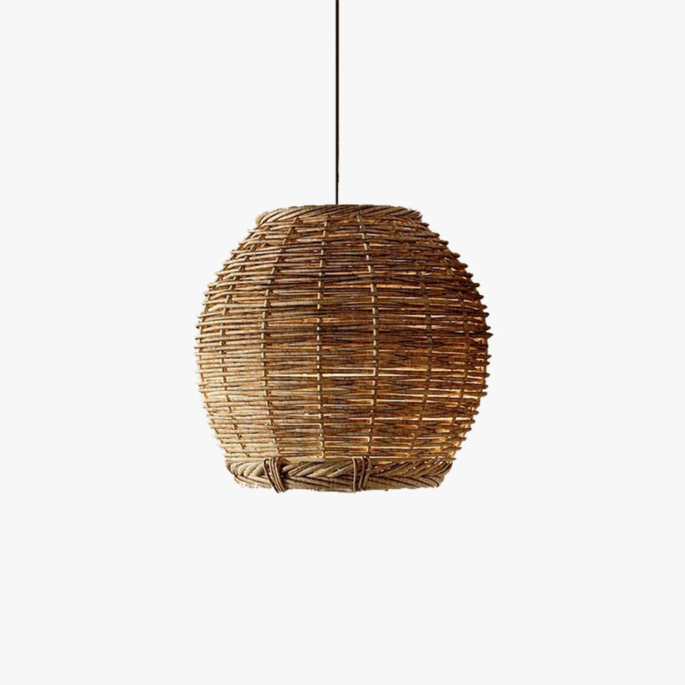 Muto Retro LED Pendant Light Wood Rattan Living Room Restaurant - Neutral Decor