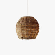 Muto Retro LED Pendant Light Wood Rattan Living Room Restaurant - Neutral Decor