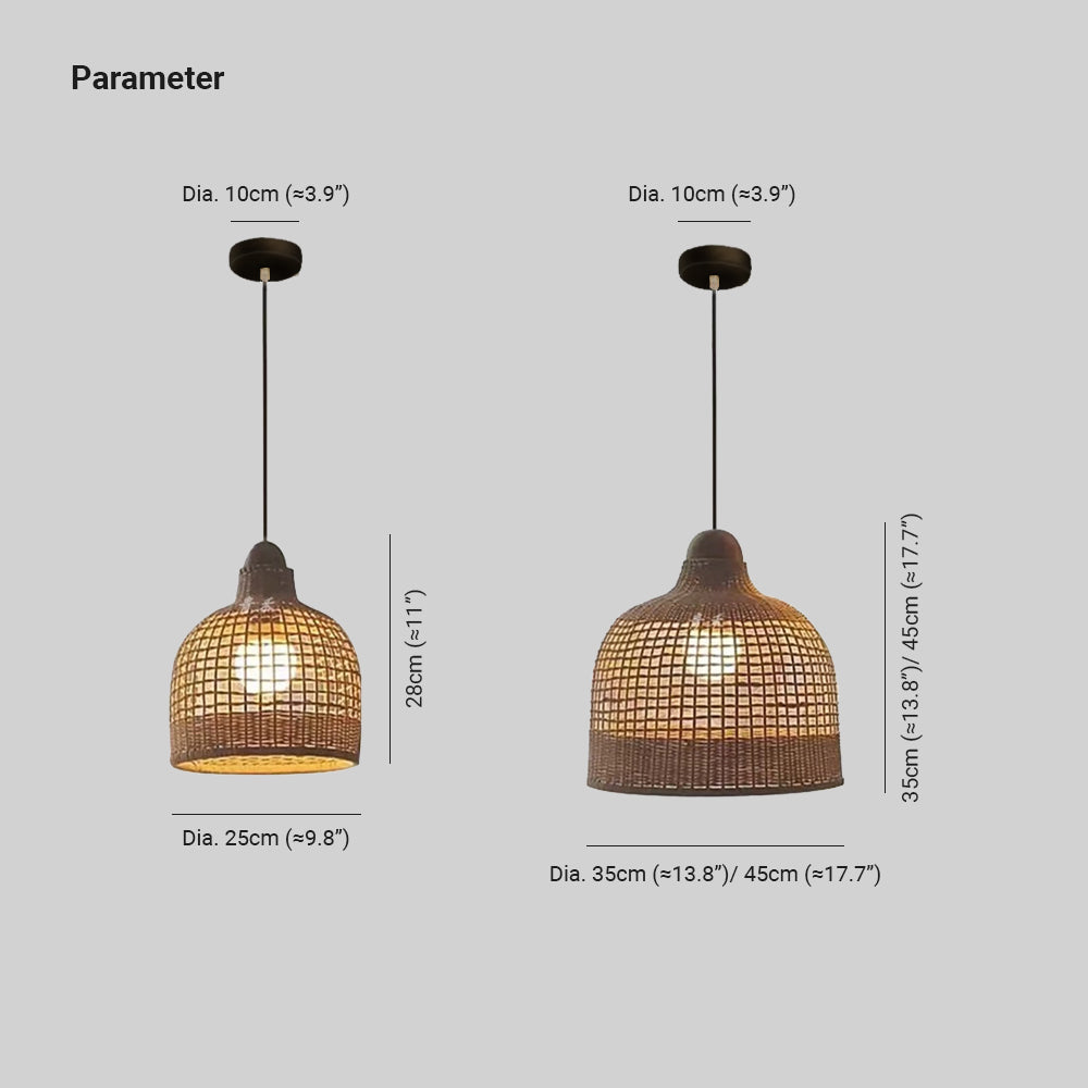 Muto Japanese Retro Basket Pendant Light Bamboo Guesthouse/Bedroom - Neutral Decor