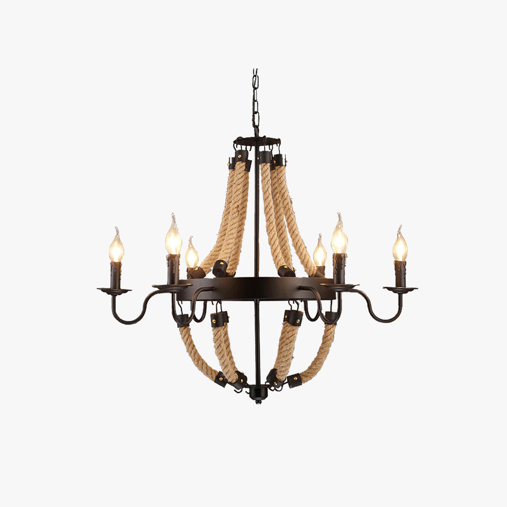 Epoch Industrial LED Pendant Light Metal/Rope Black Living Room/Bar - Neutral Decor