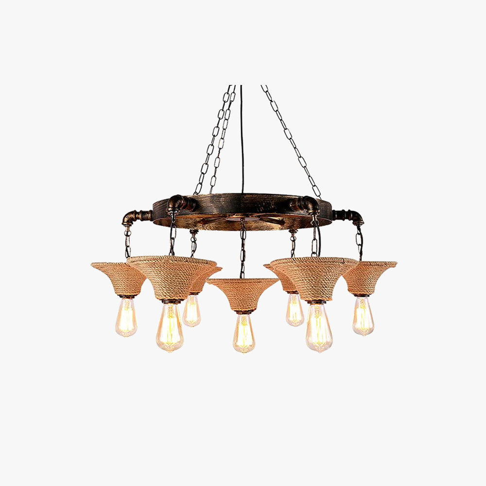 Epoch Industrial Creativity Chandelier Rust Metal/Rope Bar/Restaurant - Neutral Decor