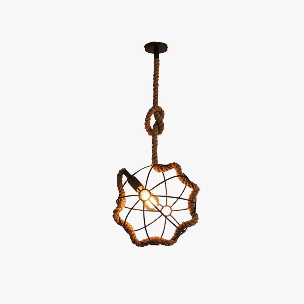 Epoch Retro LED Pendant Light Black Metal/Rope Bar/Living Room - Neutral Decor