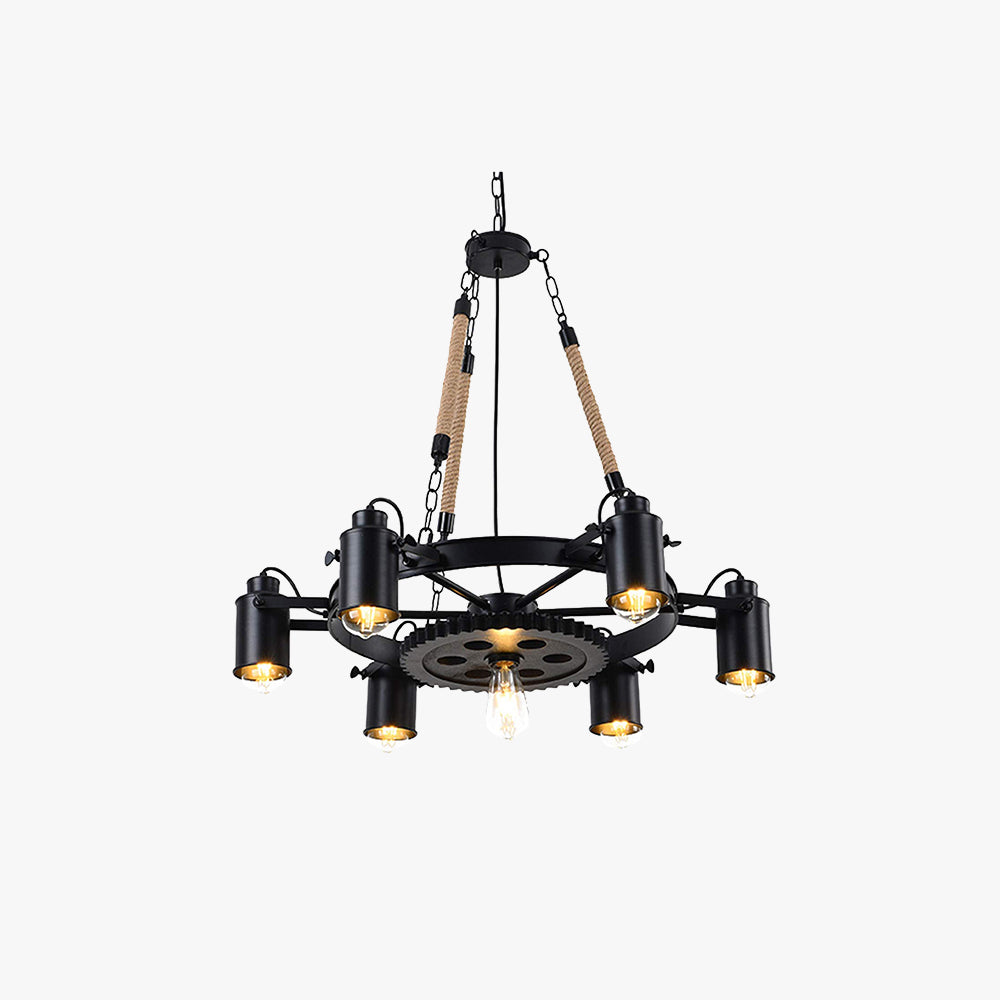 Epoch Industrial LED Pendant Light Black Metal/Rope Cafe/Bar - Neutral Decor