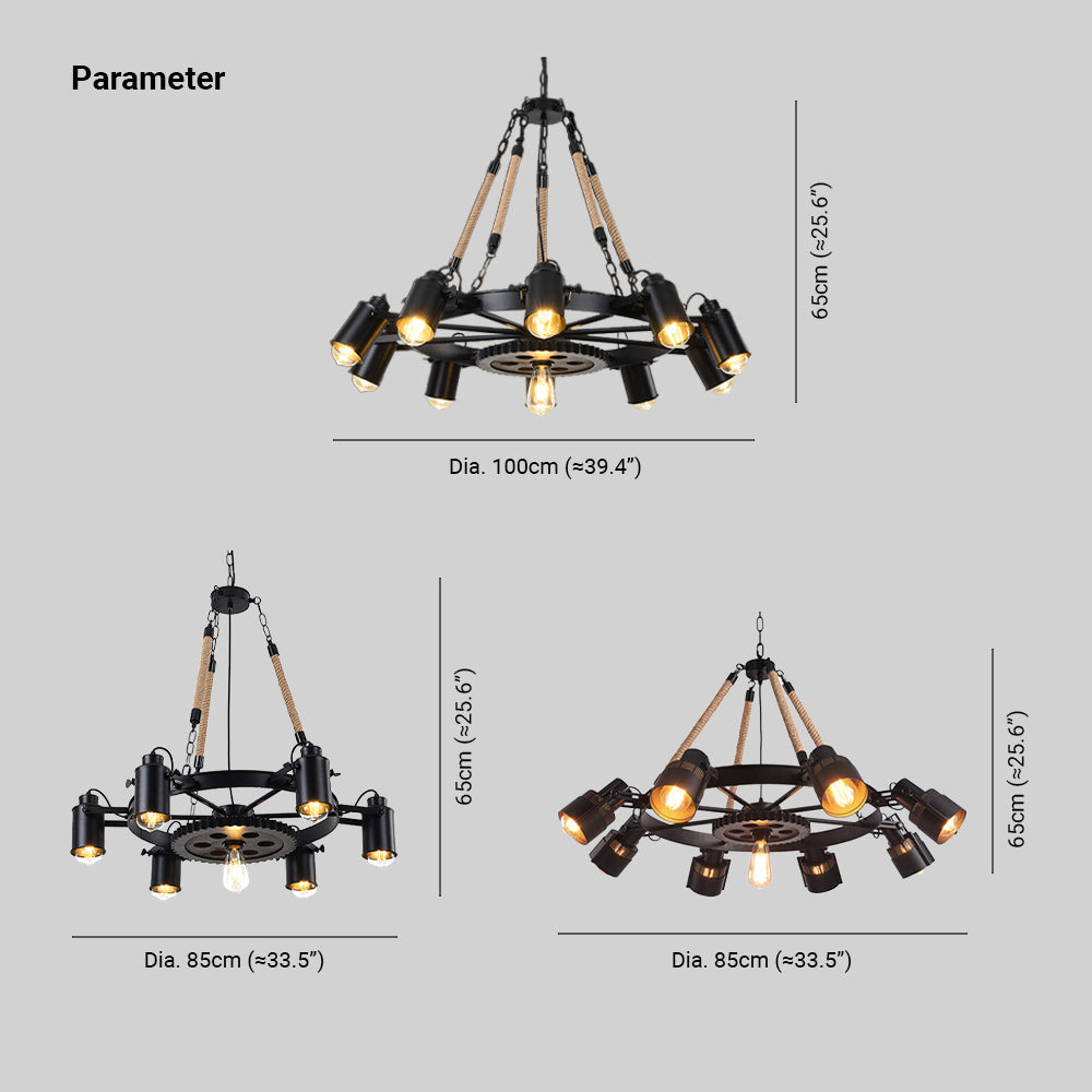 Epoch Industrial LED Pendant Light Black Metal/Rope Cafe/Bar - Neutral Decor