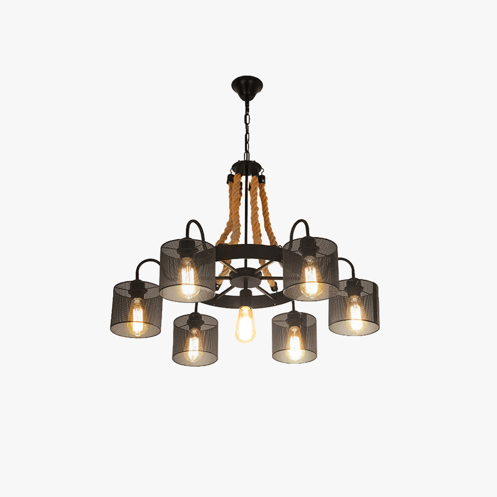 Epoch Vintage LED Pendant Light Black Rope/Metal Living Room - Neutral Decor