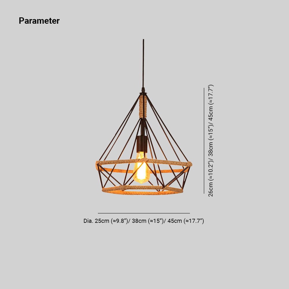Epoch Countryside Diamond Pendant Light Black Metal Kitchen/Cafe - Neutral Decor
