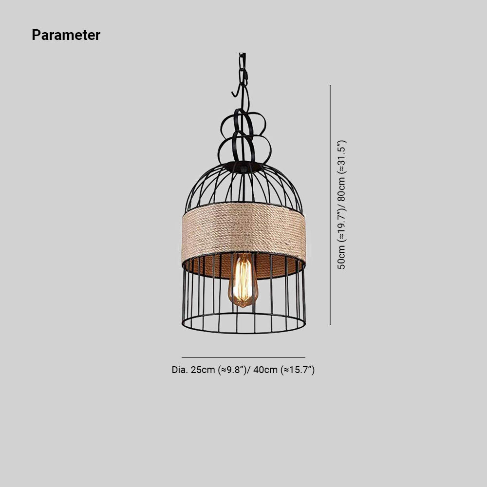 Epoch Design LED Birdcage Pendant Light Metal/Rope Cafe/Bar/Restaurant - Neutral Decor