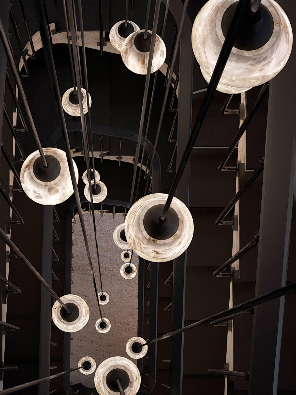 Ostara Brass & Alabaster Pendant Lamp-Neutral Decor