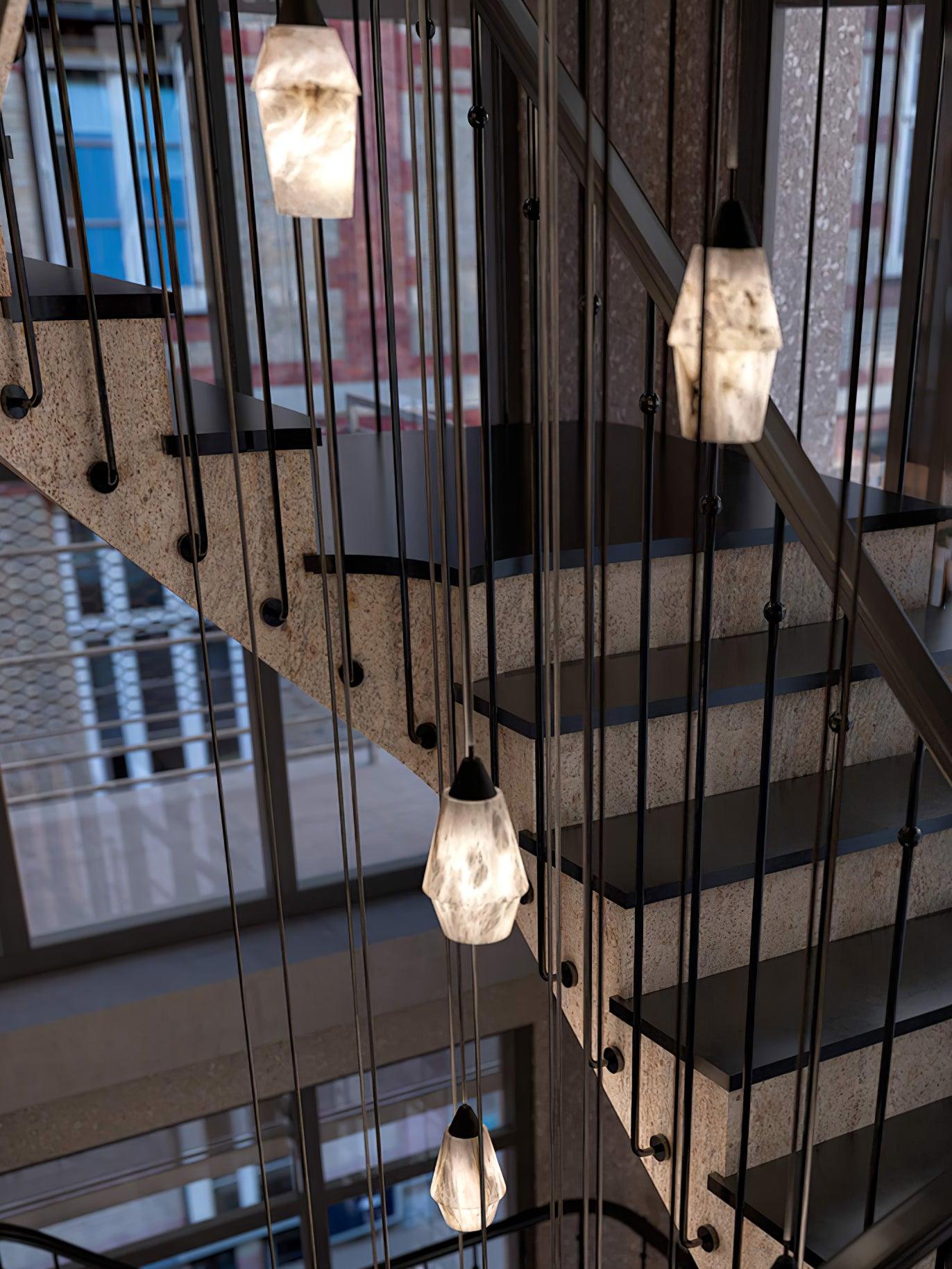 Ostara Brass & Alabaster Pendant Lamp-Neutral Decor