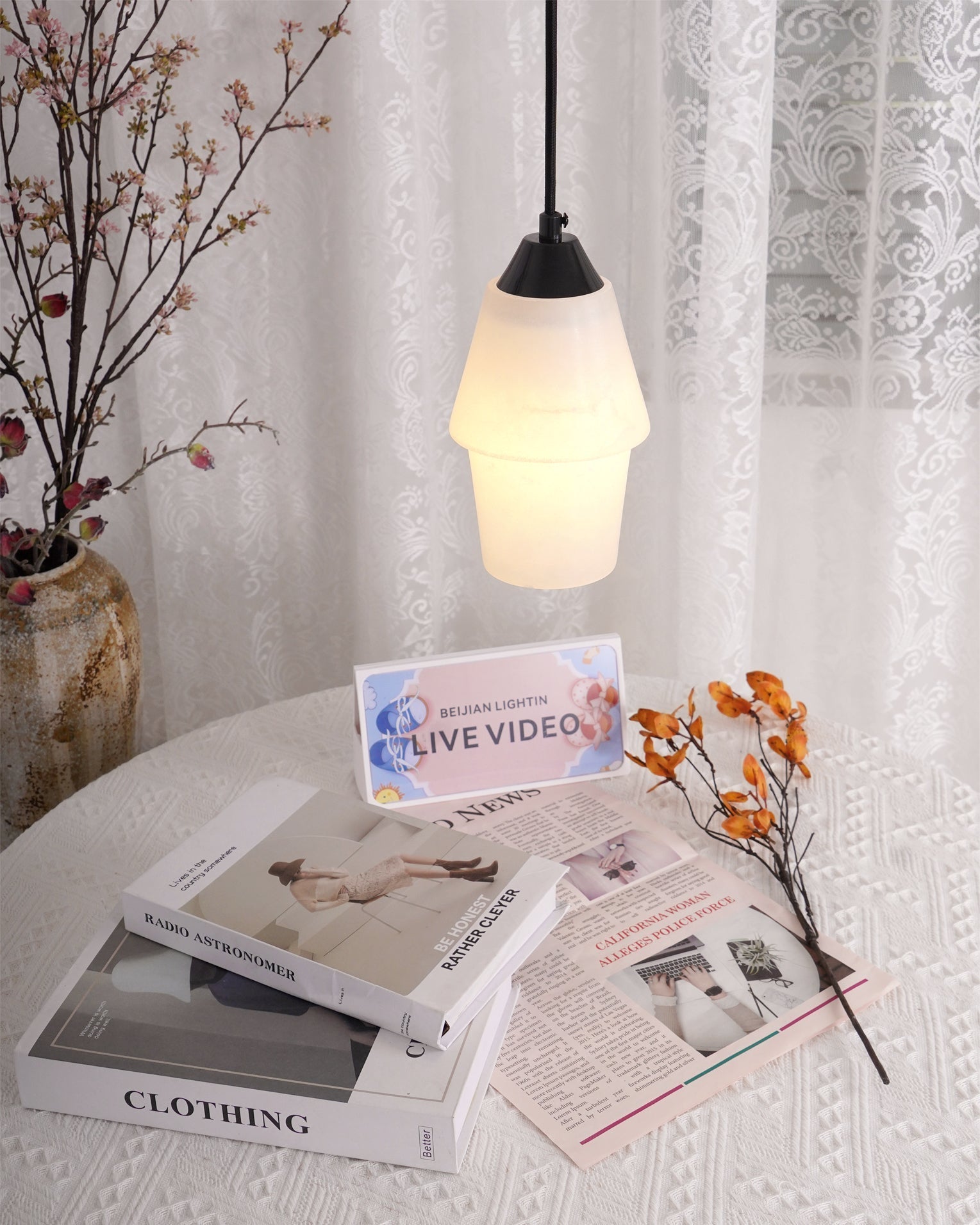 Ostara Brass & Alabaster Pendant Lamp-Neutral Decor
