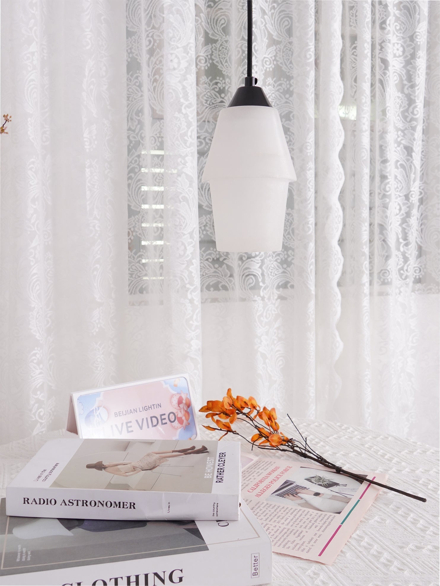 Ostara Brass & Alabaster Pendant Lamp-Neutral Decor