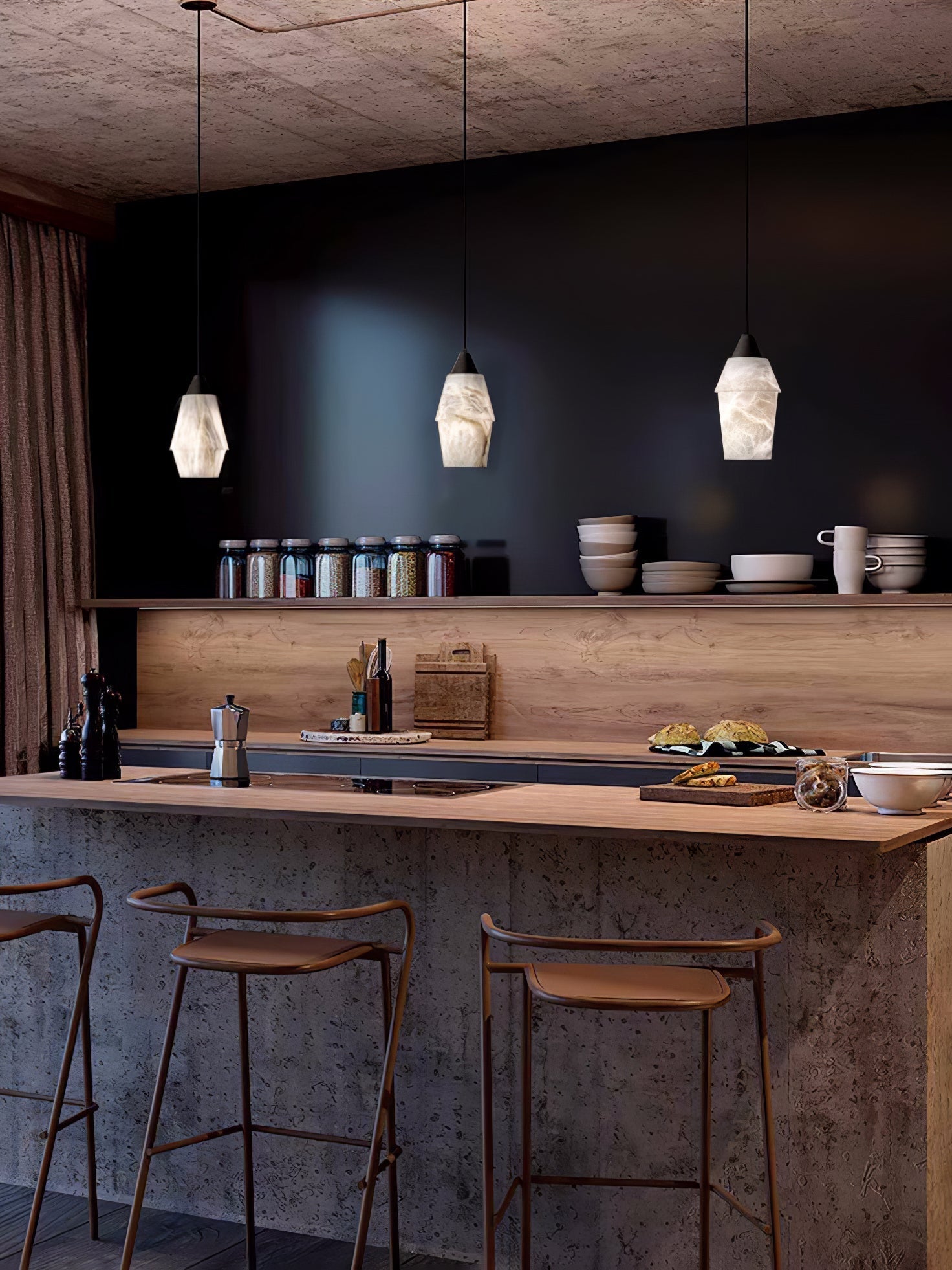 Ostara Brass & Alabaster Pendant Lamp-Neutral Decor