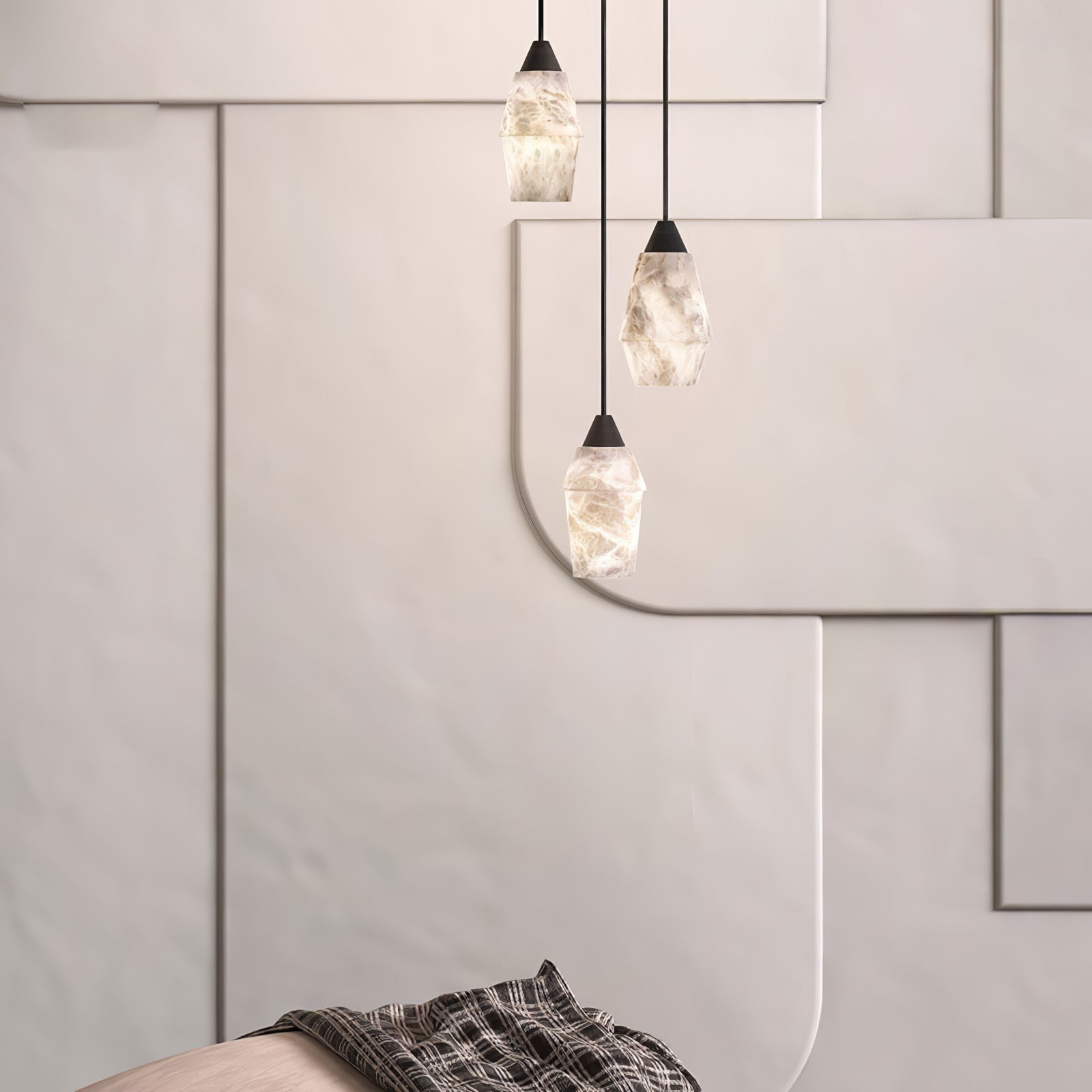 Ostara Brass & Alabaster Pendant Lamp-Neutral Decor