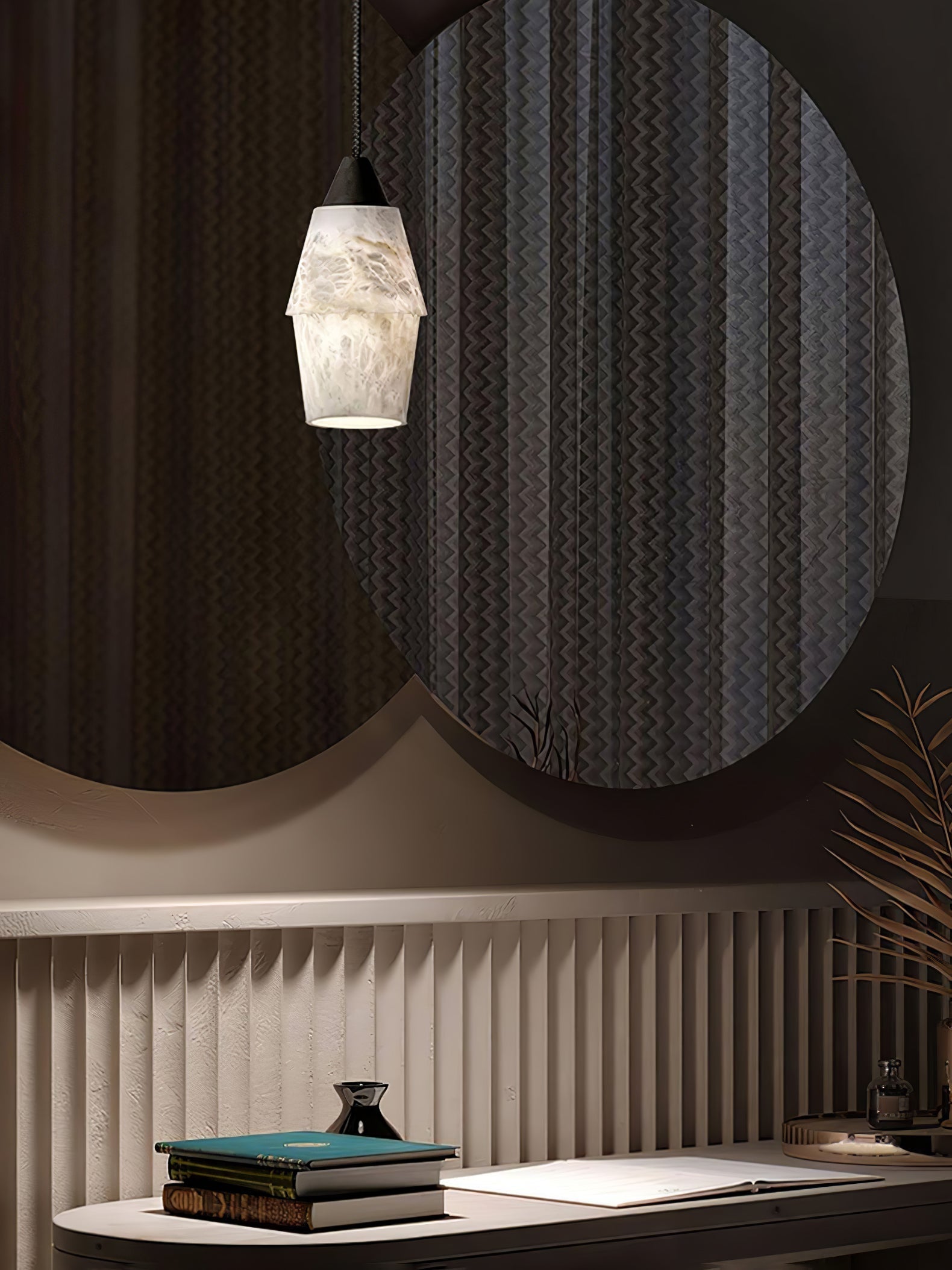 Ostara Brass & Alabaster Pendant Lamp-Neutral Decor