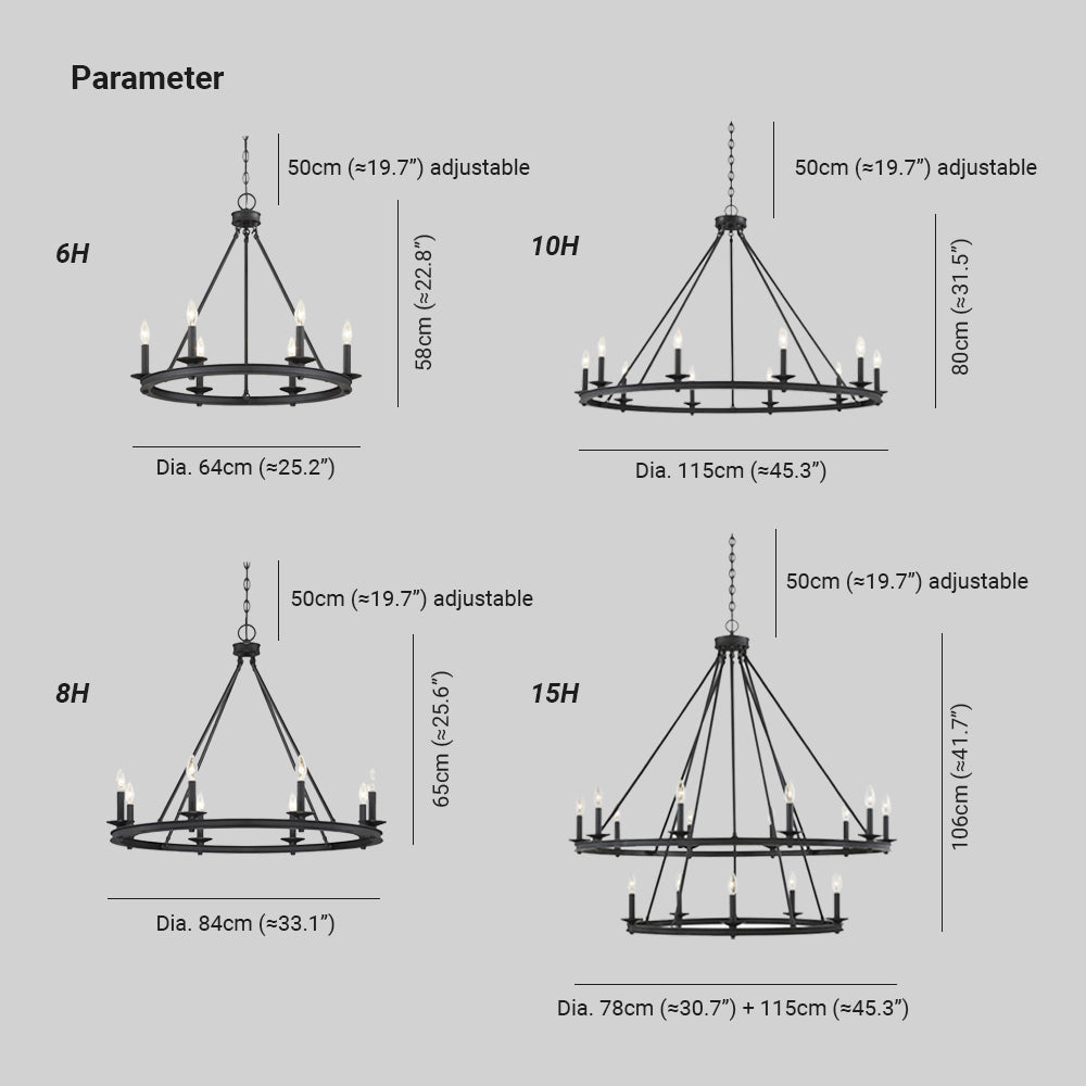 Silva Modern Candles Chandelier Black Metal Living Room/Bedroom - Neutral Decor