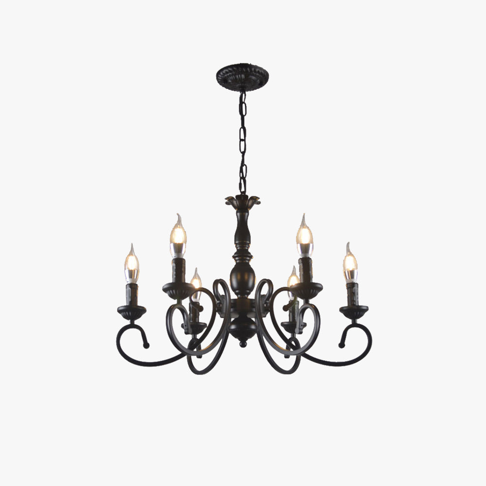 Silva Creative Retro Candle Chandelier Black Metal Bedroom - Neutral Decor