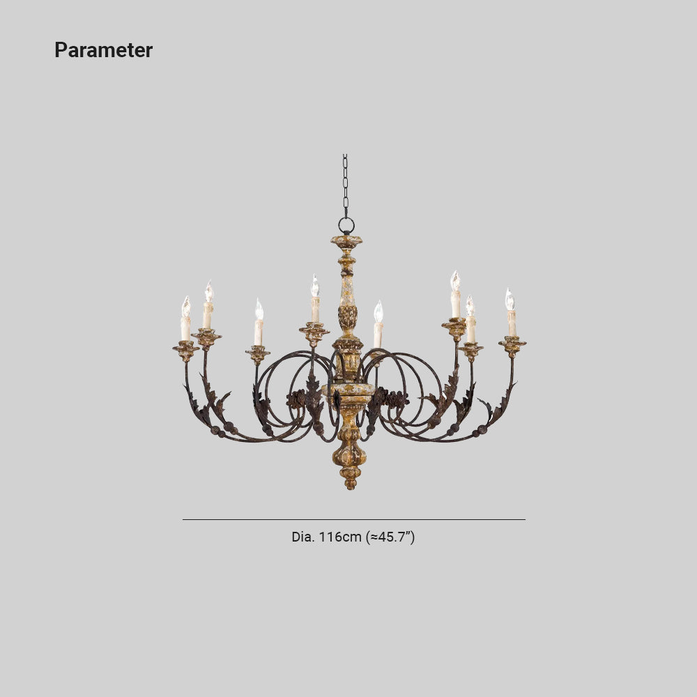 Silva Large Retro Creative Chandelier Brown Wood Metal Living Room - Neutral Decor