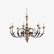 Silva Large Retro Creative Chandelier Brown Wood Metal Living Room - Neutral Decor