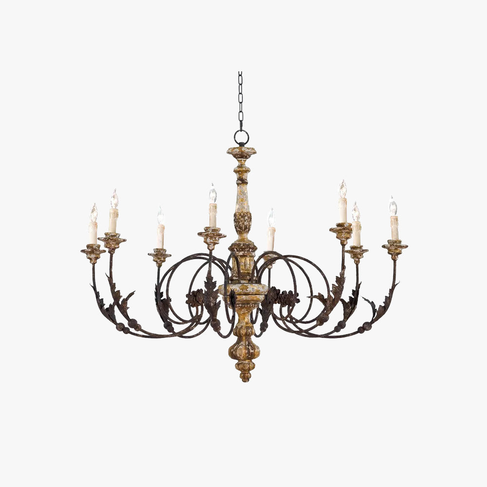 Silva Large Retro Creative Chandelier Brown Wood Metal Living Room - Neutral Decor