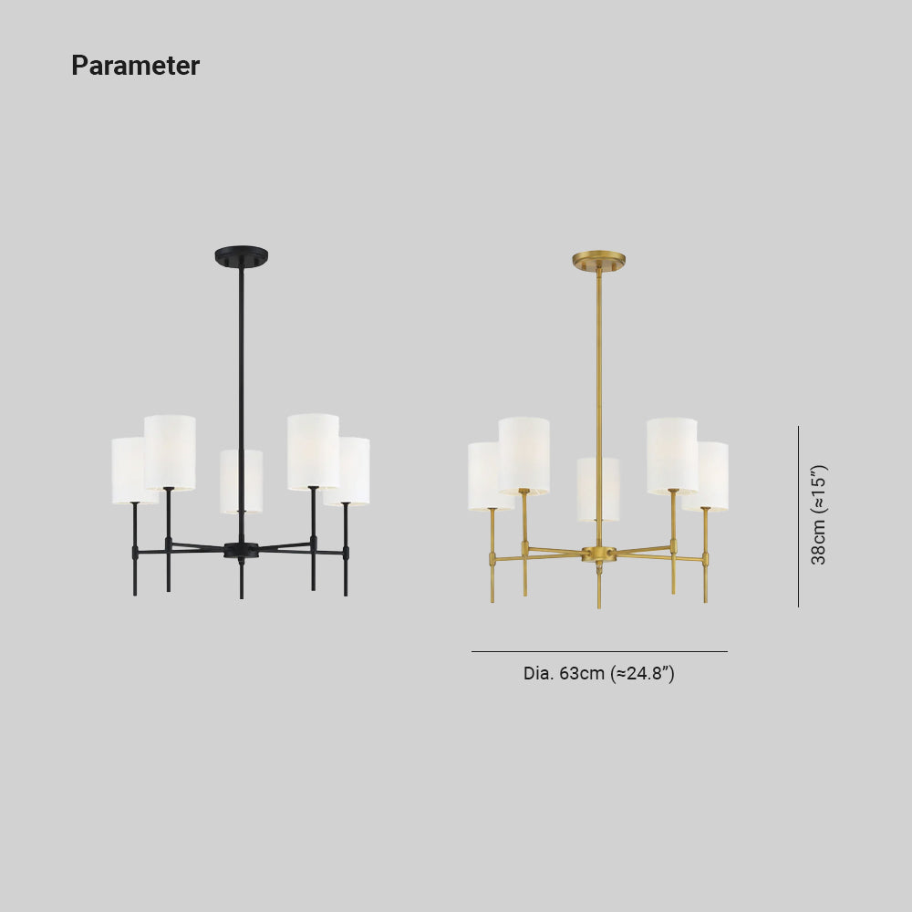 Silva Modern LED Chandelier Black/Gold Metal/Fabric Bedroom/Living Room - Neutral Decor