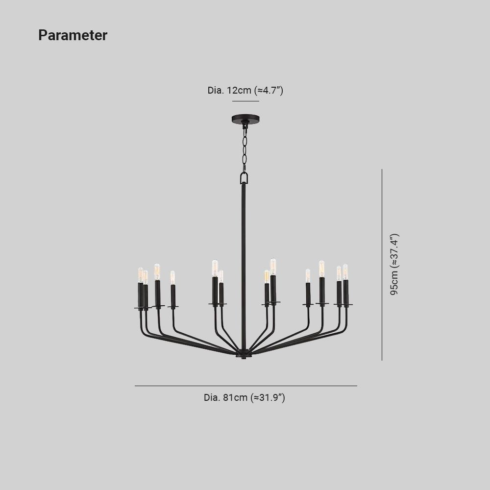 Silva Modern Industrial LED Chandelier Black Metal Living Room - Neutral Decor