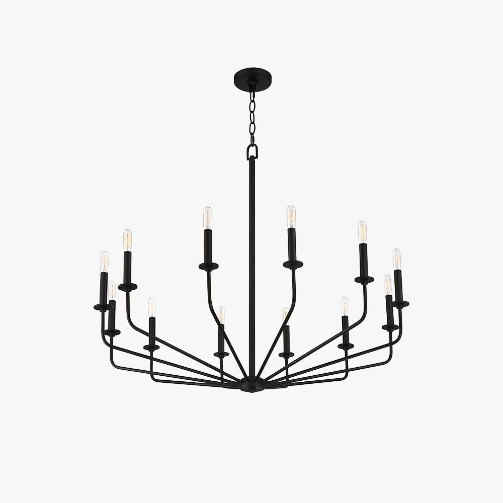 Silva Modern Industrial LED Chandelier Black Metal Living Room - Neutral Decor