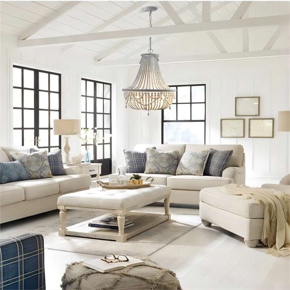 Silva Retro Luxury Atmosphere Metal/Wood Pendant Light, Old White - Neutral Decor