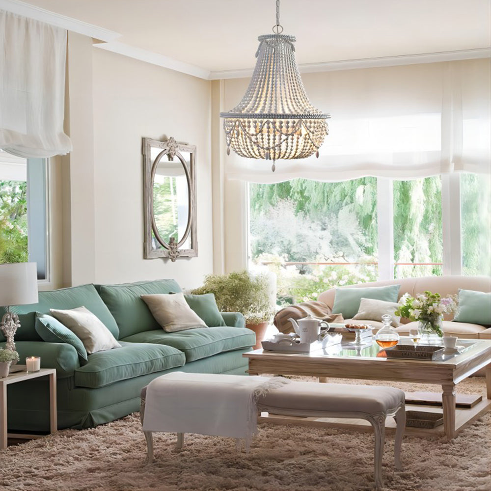 Silva Retro Luxury Atmosphere Metal/Wood Pendant Light, Old White - Neutral Decor