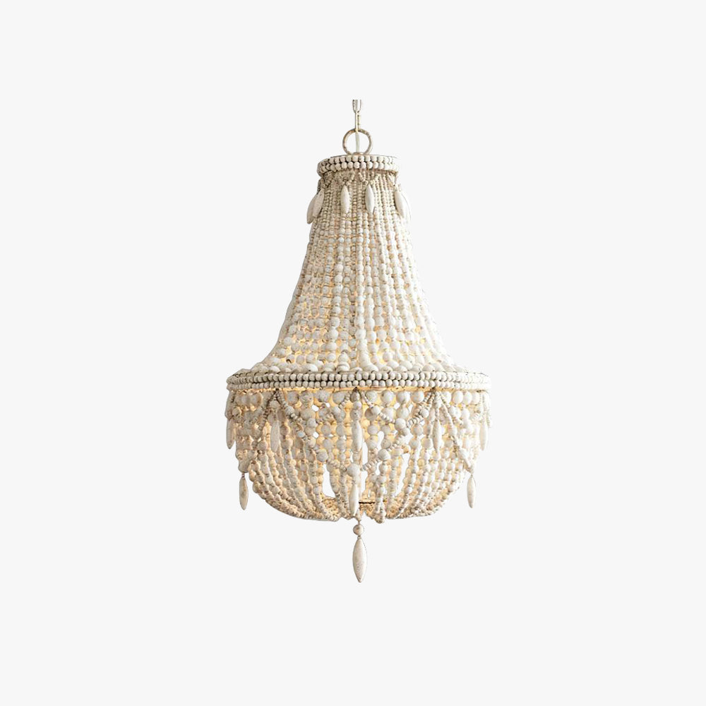 Silva Retro Luxury Atmosphere Metal/Wood Pendant Light, Old White - Neutral Decor