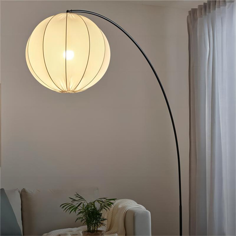 Ritta Modern Minimalist Sphere Metal/Fabric Pendant Light, White - Neutral Decor