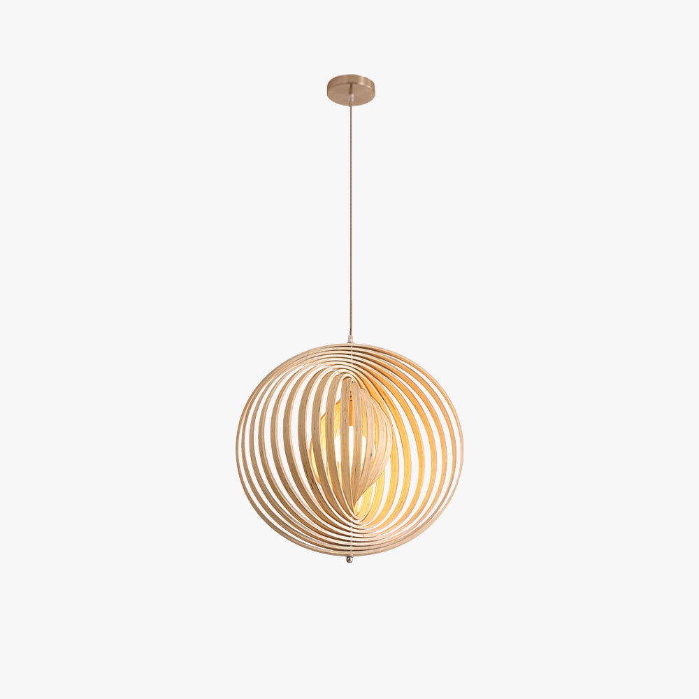 Muto Japanese LED Pendant Light Black/Gold Wood Bedroom/Bar - Neutral Decor