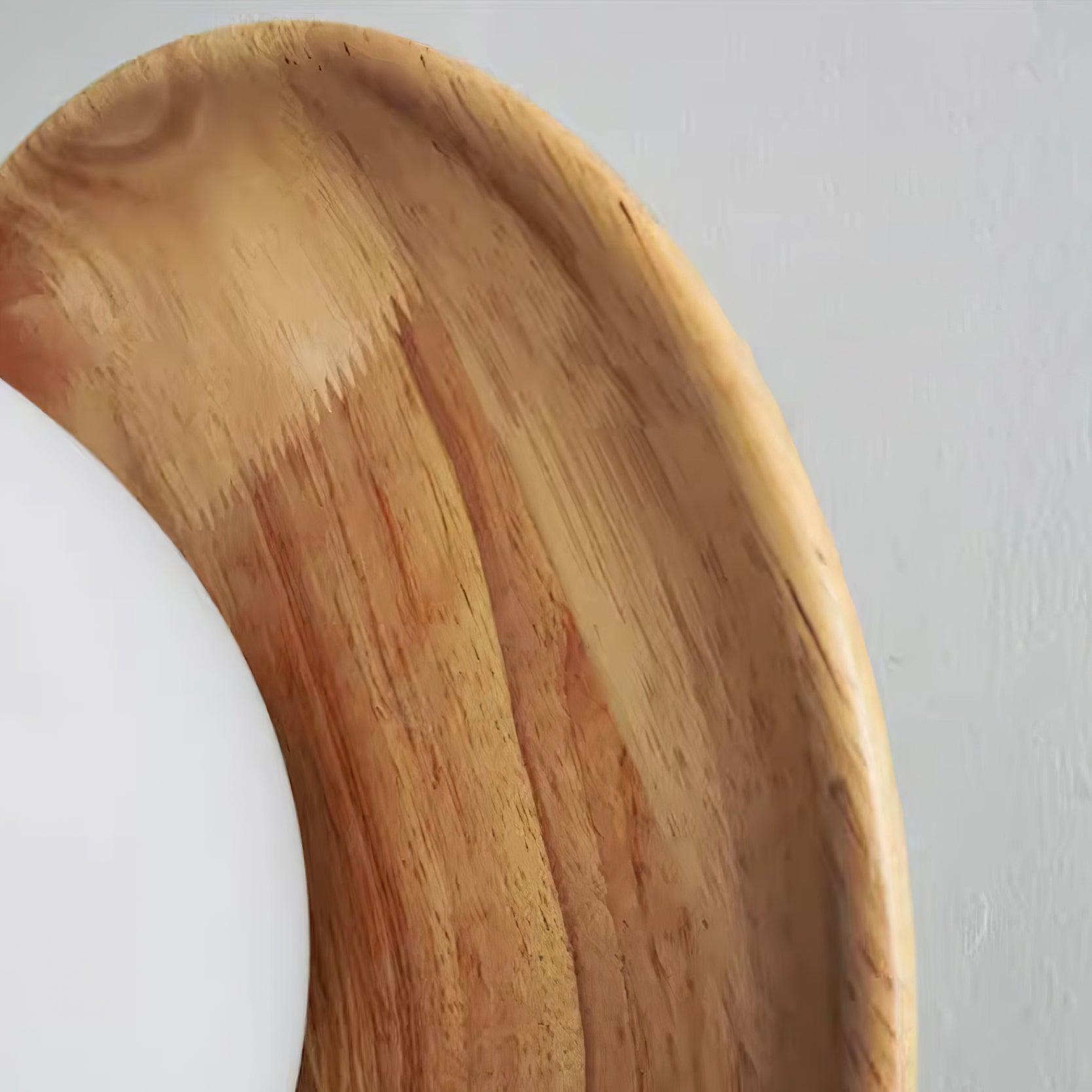 Wall Lamp Metal Body with Wood Rim Minimalist Style