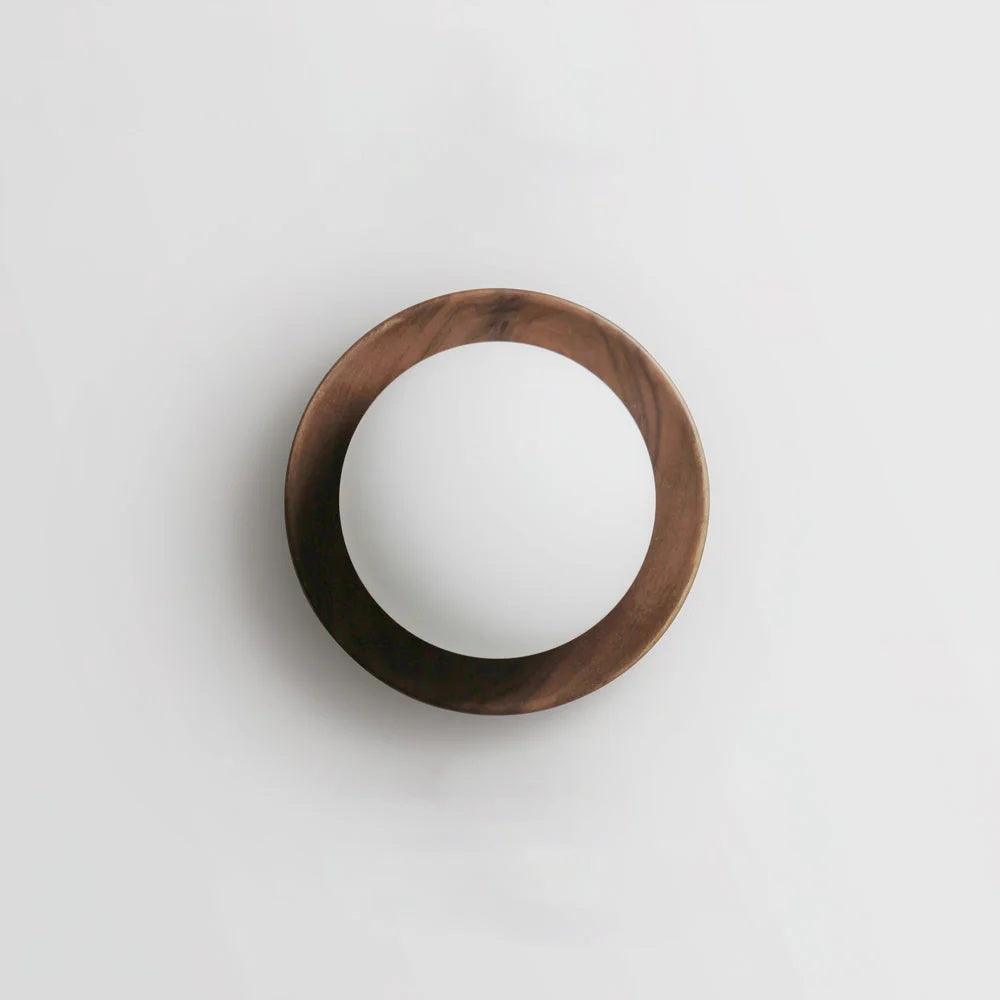 Wall Lamp Metal Body with Wood Rim Minimalist Style