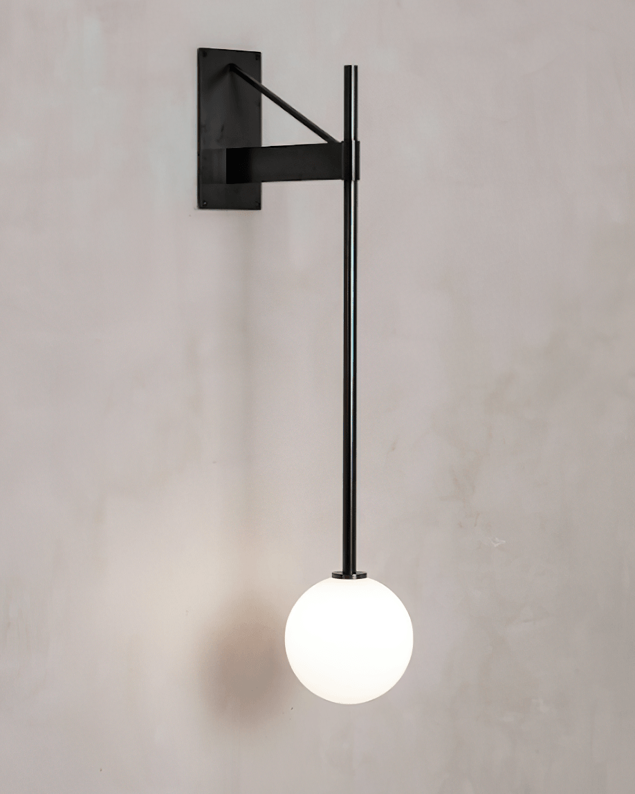 Wall Lamp Metal Rod Glass Globe Minimal Lamp Fixture Bedside