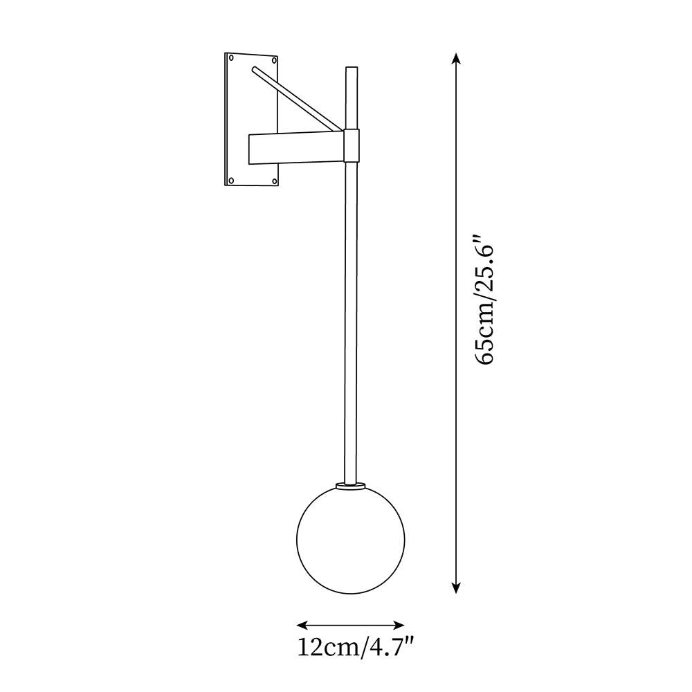 Wall Lamp Metal Rod Glass Globe Minimal Lamp Fixture Bedside