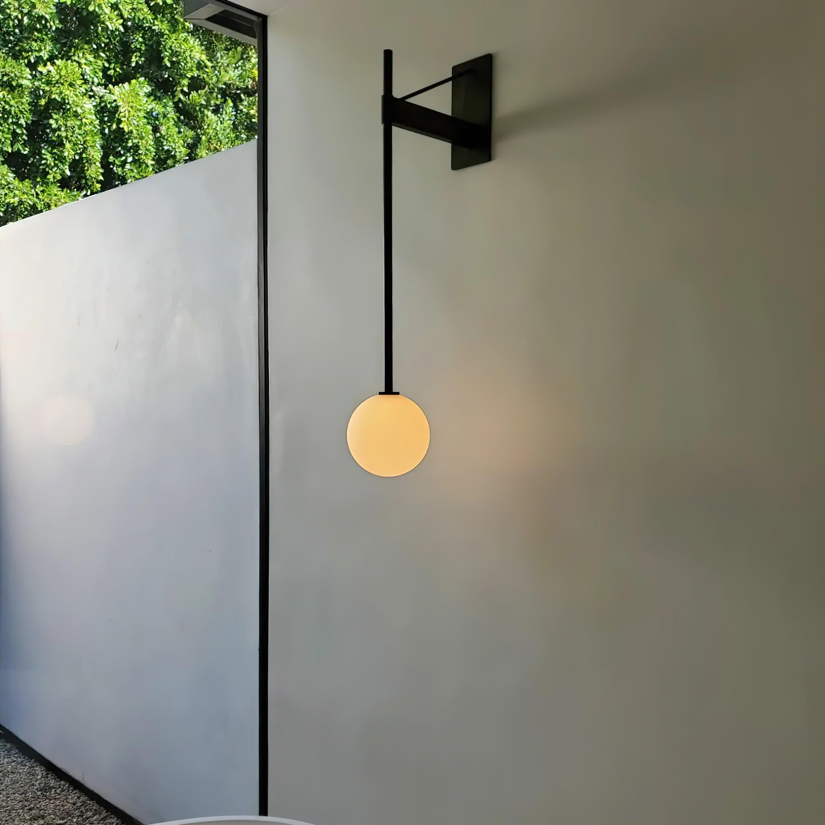 Wall Lamp Metal Rod Glass Globe Minimal Lamp Fixture Bedside