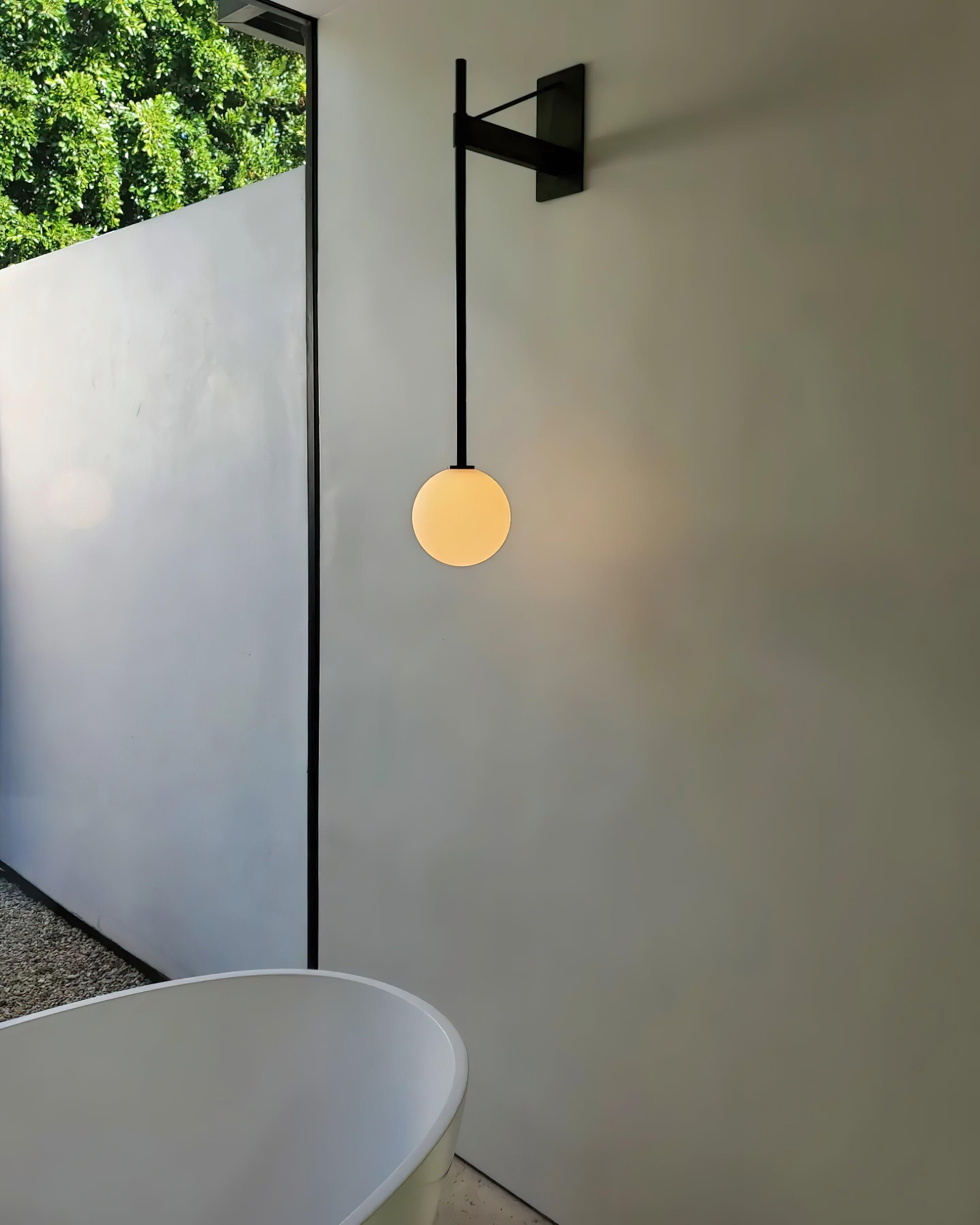 Wall Lamp Metal Rod Glass Globe Minimal Lamp Fixture Bedside