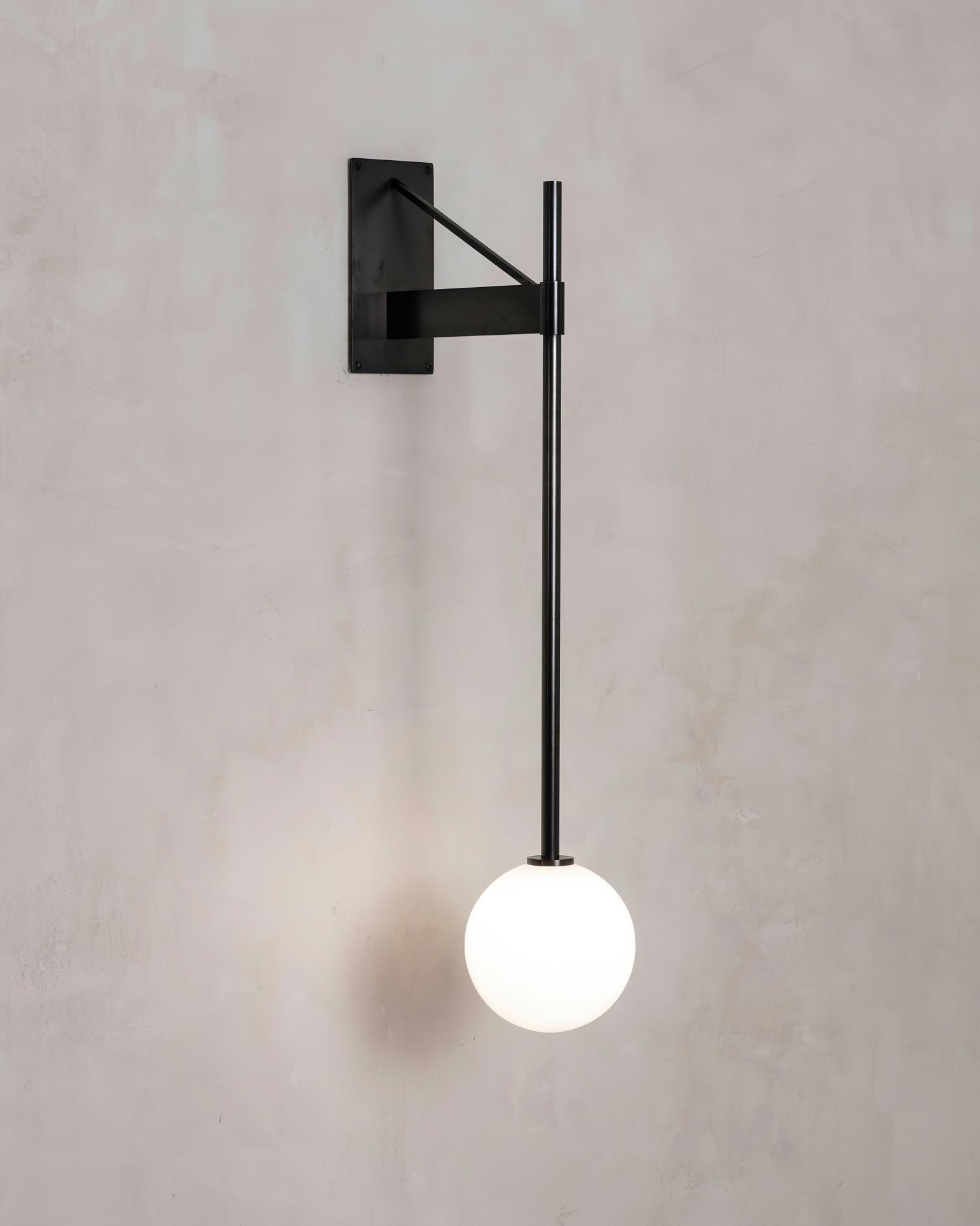 Wall Lamp Metal Rod Glass Globe Minimal Lamp Fixture Bedside